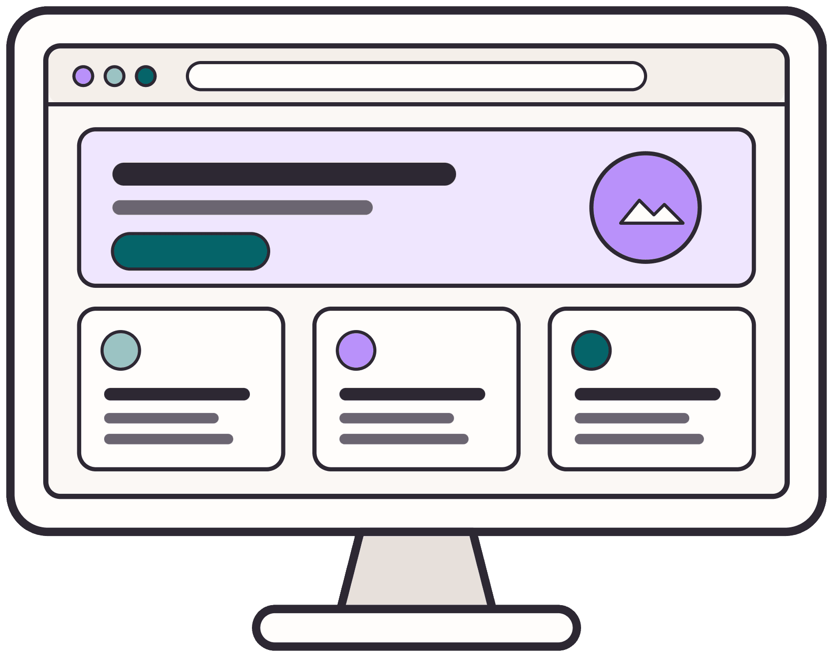 Computer screen showing a finished landing page